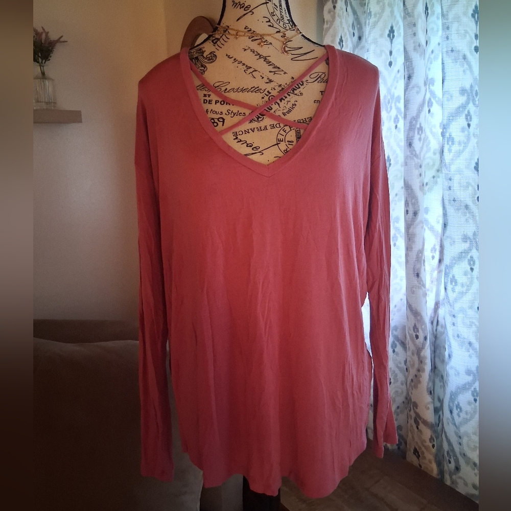 PINK Victoria's Secret Long Sleeve Cut Out Blouse